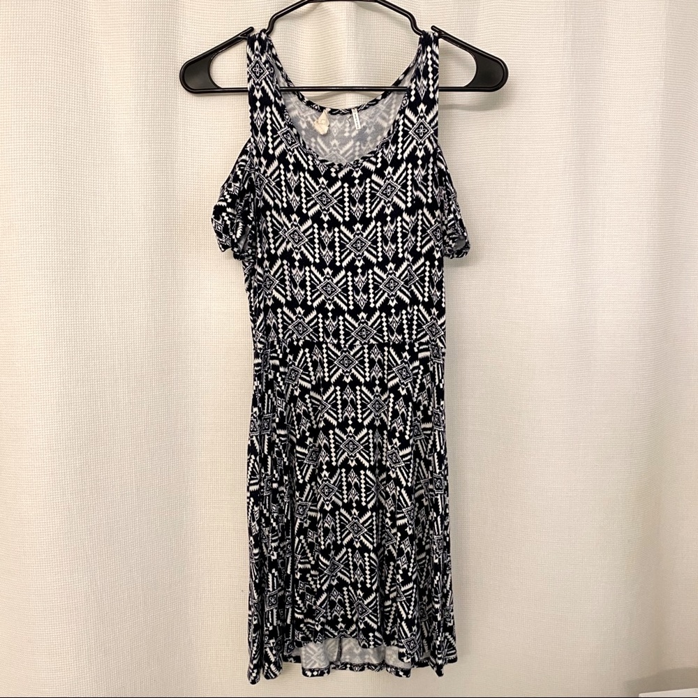 Patterned Dress with Shoulder Cut Outs